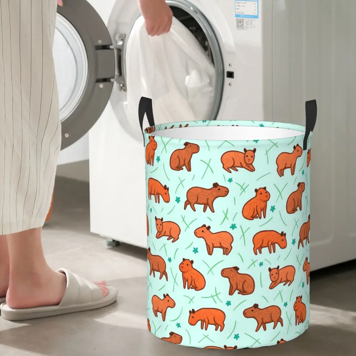 

Laundry Collector Capybara Pattern Foldable Laundry Basket Large Storage Baby Washing Basket Home Organizer