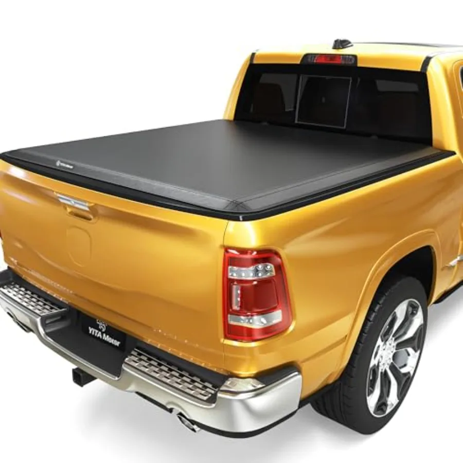 

Soft TriFold Truck Bed Tonneau Cover for Ram 1500 New Body Style 20192025 Fleetside 6.4 ft Bed Without Rambox Weatherproof Prot