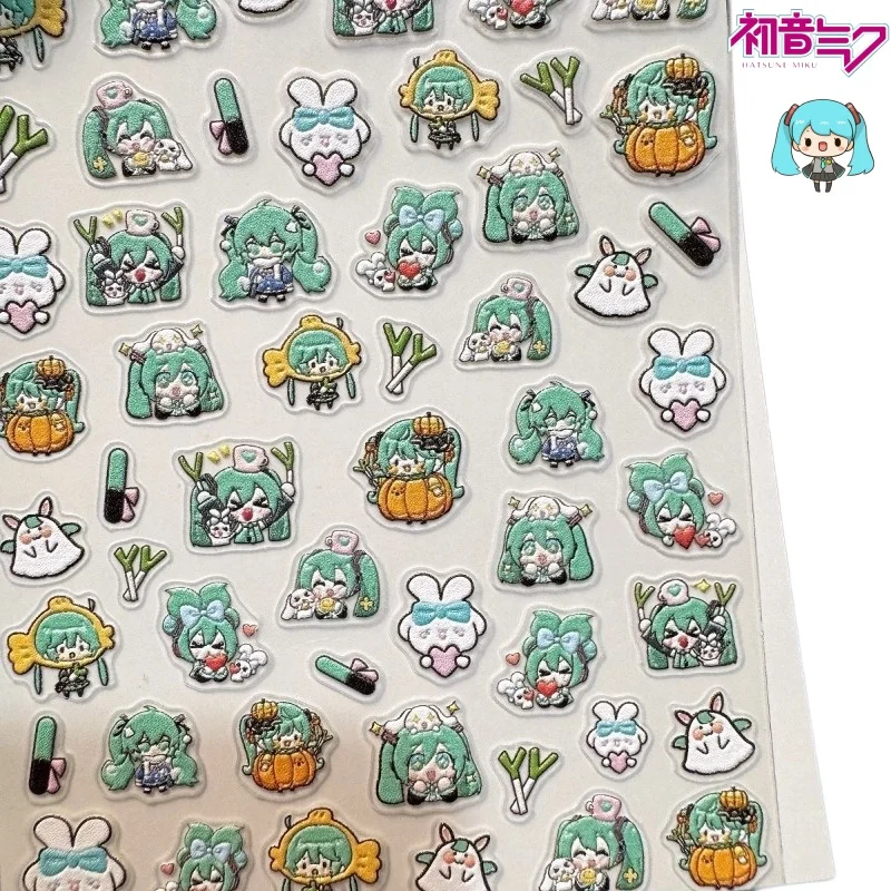Niedliche Hatsune Miku-Nagelsticker, neu verarbeitete, geprägte Kawaii-Cartoon-Anime-Mädchen-Nagelkunst-Aufkleber, Maniküre-Dekoration, ein schönes Geschenk.