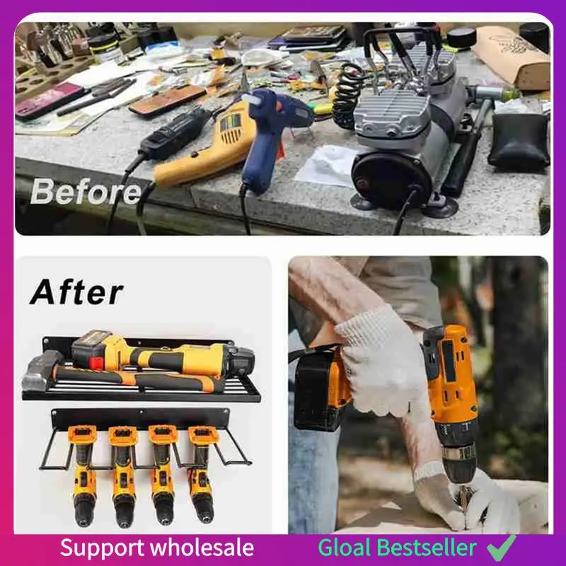 

A38M Hand Drill Tool Holder Wall Mount Workshop Garage Mobile Tool Shelf Heavy Duty Electric Drill Tool Holder
