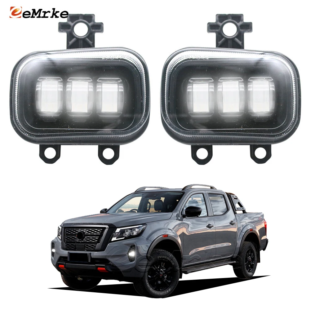 

2 светодиодных противотуманных фонаря для Nissan Navara NP300 Frontier D23 Facelift 2020 2021 2022, передние фары с линзой, ДХО, 40 Вт, 12 В, белый или желтый свет