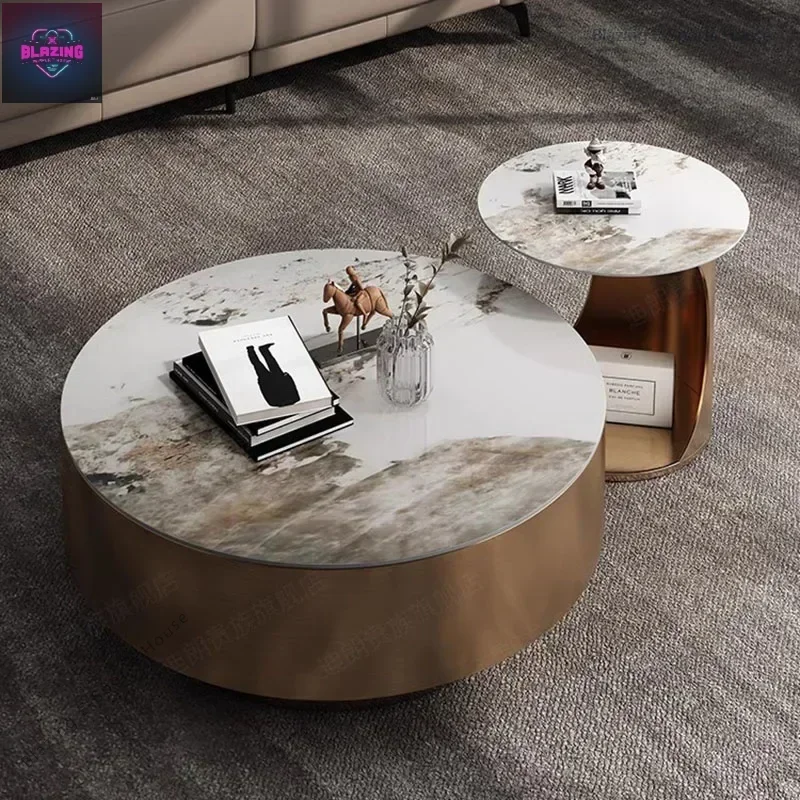 Modern Design Coffee Table Luxury Nordic Round Italian Gold Side Table Living Room Center White Meubles De Salon Home Furniture