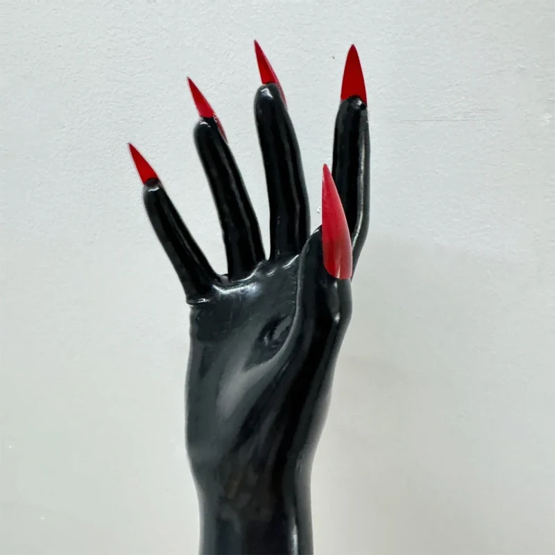 

Crossdressing Oil Glossy Black Sexy Male To Female Fetish Shiny Latex Rubber Cosplay Kigurumi Long Nails Full Finger Gloves CD