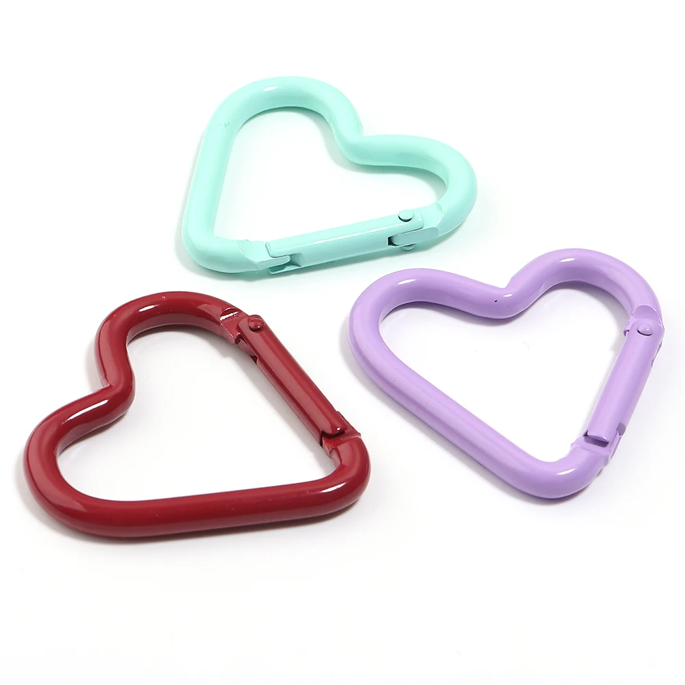 5 Stück Herzförmige Karabiner-Schlüsselanhänger, bunte Legierungs-Federhaken für DIY-Schlüsselanhänger, Schmuckverschluss, Verbindungsstücke, Zubehör – Detail 7