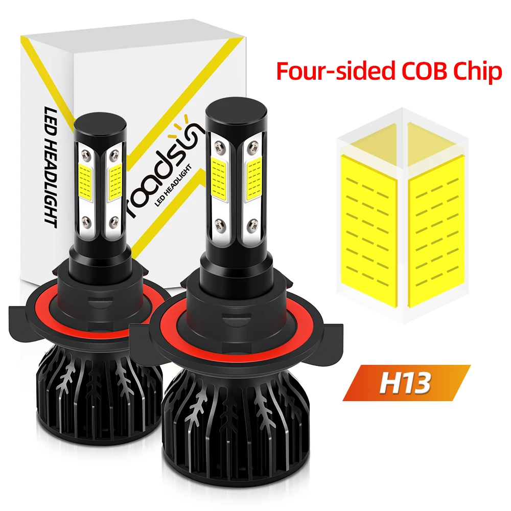 H13 H4 9004 9007 All In One LED Bulbs 9005/HB3 9006/HB4 H7 H11 High Low Beam Light 29000LM Built In Fan 15000RPM Pack OF 2