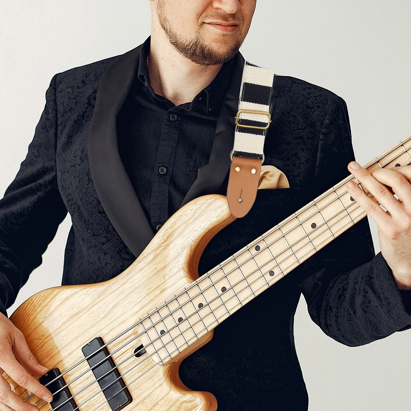 

Плечевой ремень для гитары, регулируемый широкий узор с принтом для бас-гитары, гавайской гитары, прочный аксессуар, часть музыкального инструмента