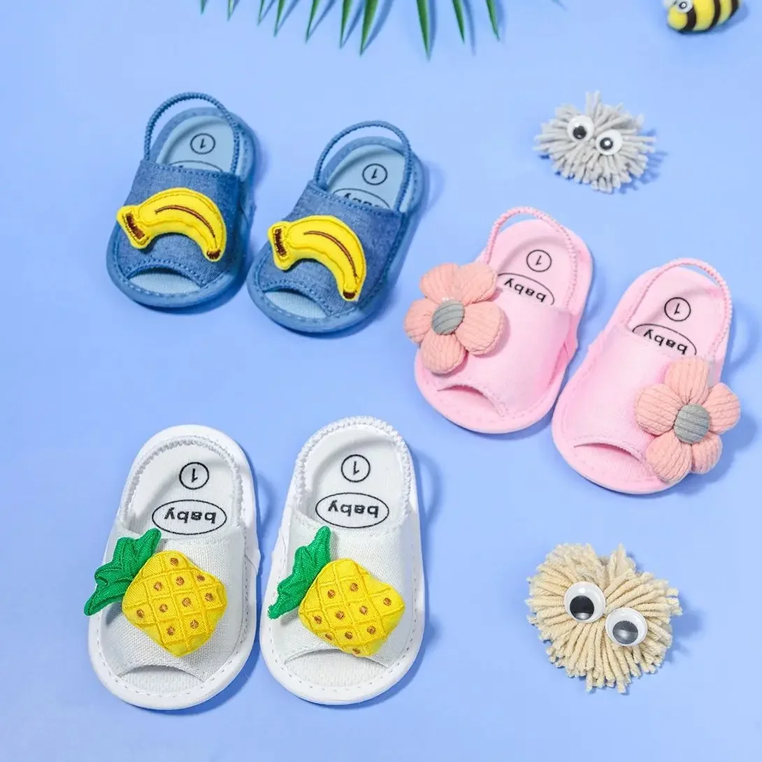 

Baby Girl Sandals Summer Crib Shoes Open Toe Boy Girl Flat Beach Sandals Slippers Soft Soled Newborn Crib Shoes First Walkers