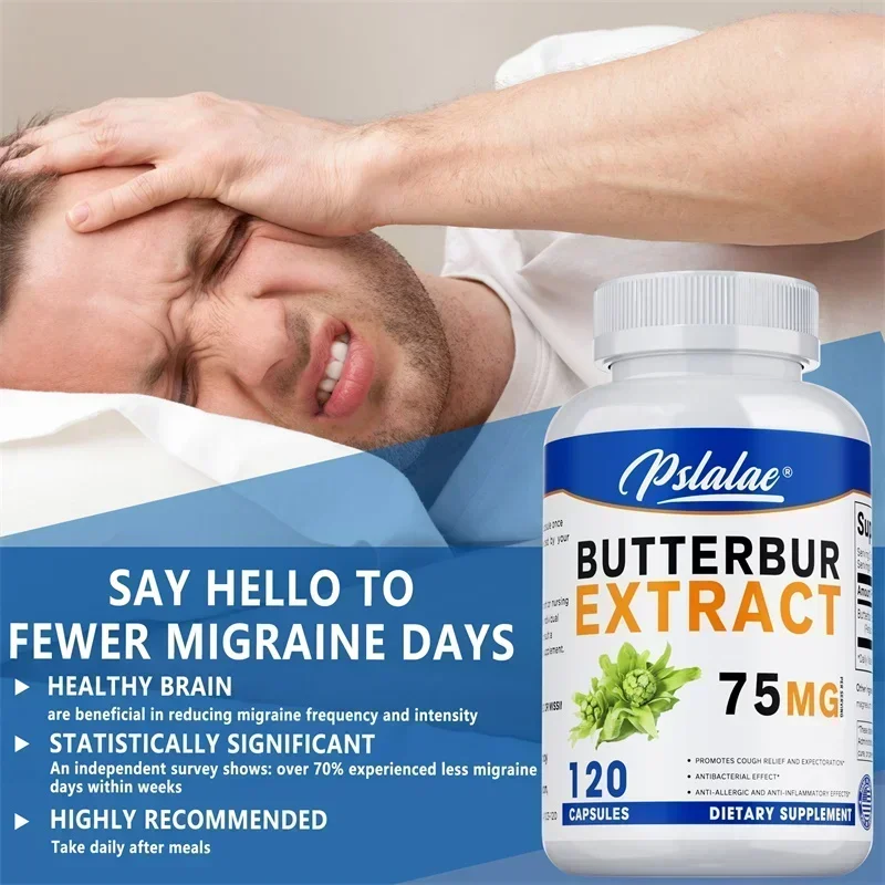 Butterbur Extract Capsules - Anti-inflammatory, Reduce Sore Throat and Headache, Improves Digestion, Improves Bladder Health
