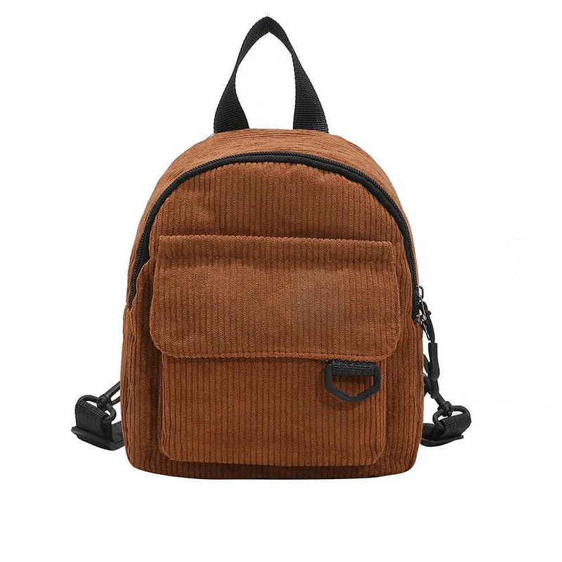 2023 Women\'s Fashion Mini Backpack Solid Color Corduroy Small Backpacks Simple Casual Student Bookbags Traveling Backpacks