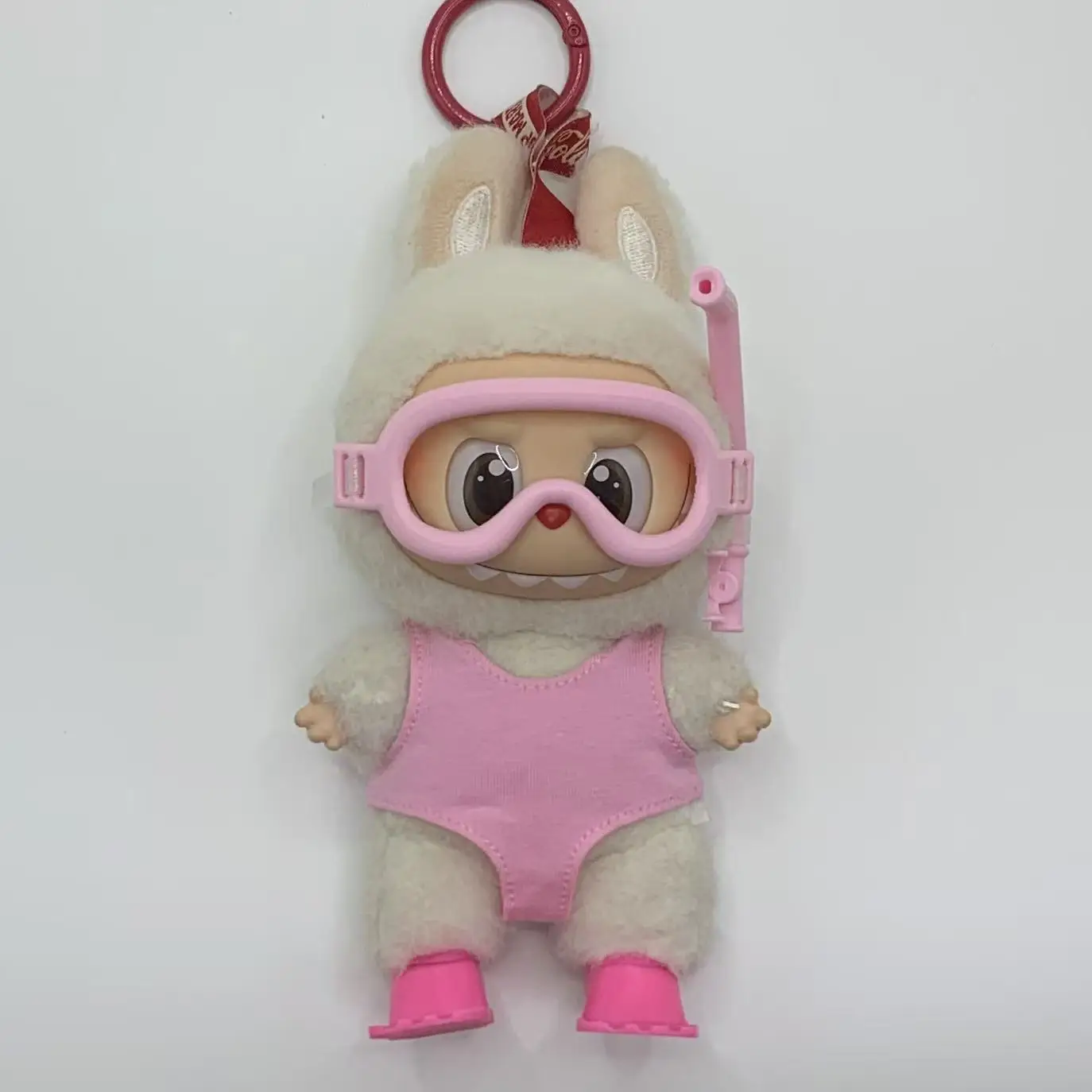 Nuevos deslumbrantes pantalones vaqueros con pechera, traje personalizado con estampado de leopardo brillante para labubu v1v2v3 dol de 17cm