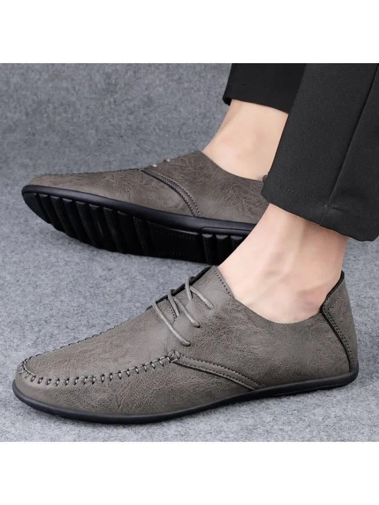 2024 New Soft-bottomed Business Small Leather Shoes for Men,Fashion Belted Trendy Young Casual Shoes,Classic Moccasin Loafers