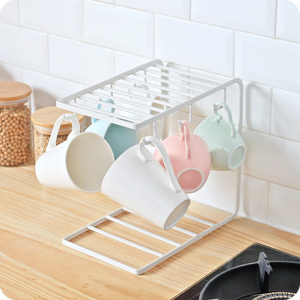 

6 Brackets Cup Holder Drain Rack Glass Coffee Mug Hanger Bottle Drying Shelf Storage Kitchen Utensils Cookware Balancing