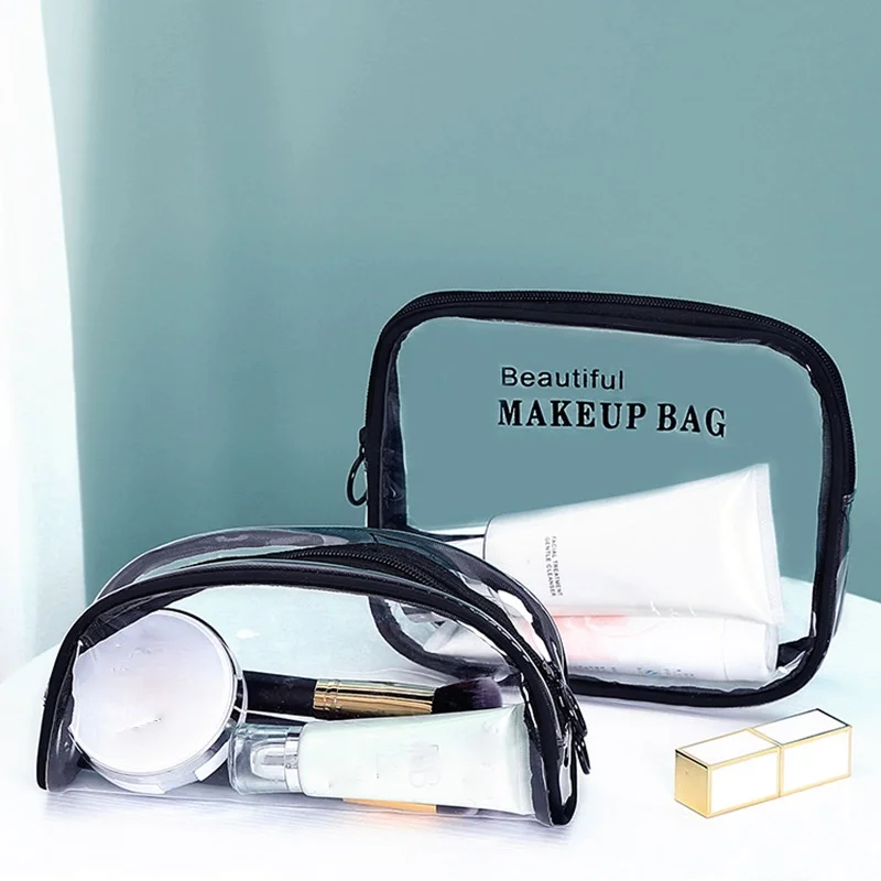 Waterproof Transparent PVC Bath Cosmetic Bag Women Make Up Case Travel Zipper Makeup Beauty Wash Organizer Toiletry Storage Kit