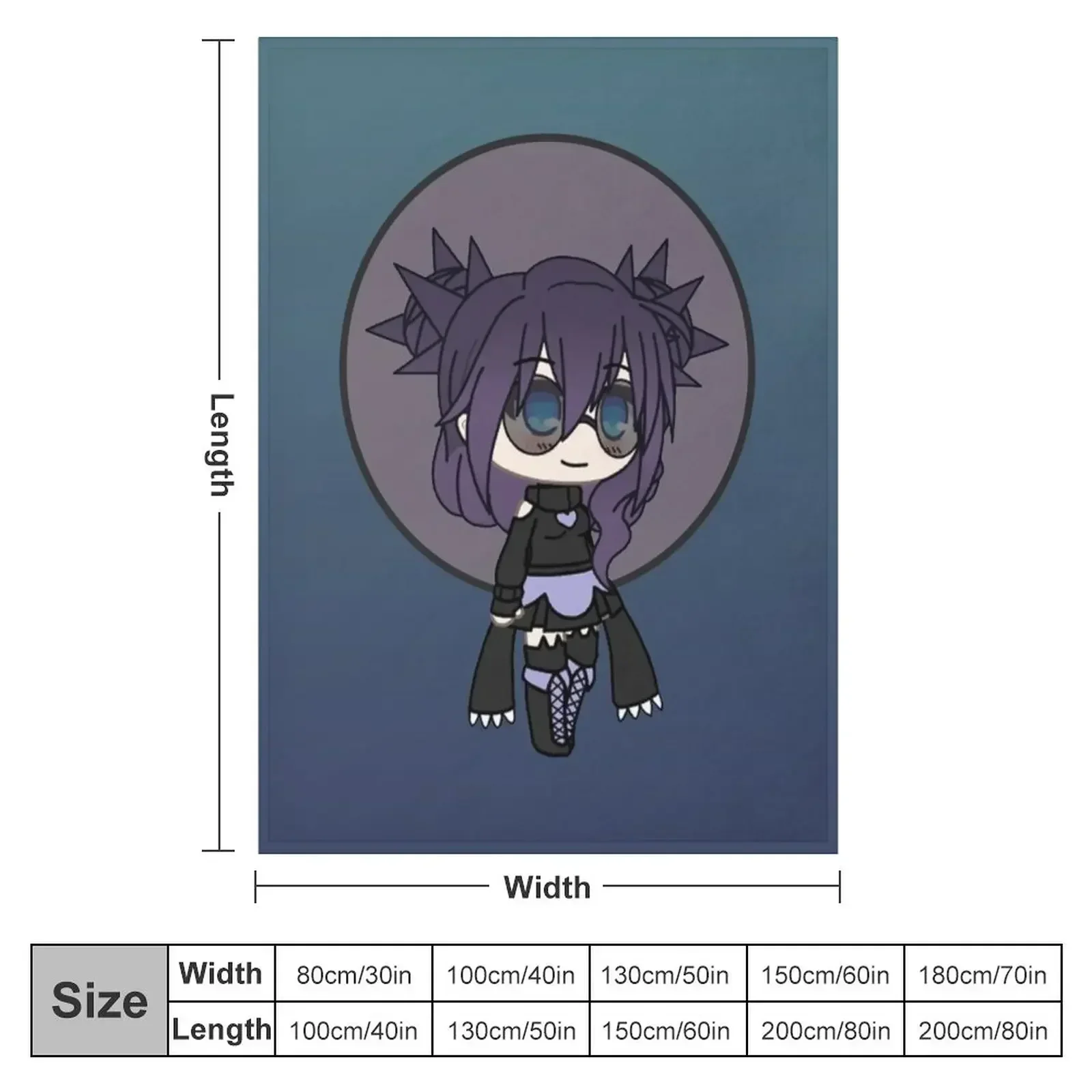 Cute Gacha Girl - Kira Pastel Goth Chibi Girl Throw Blanket Large Nap Blankets