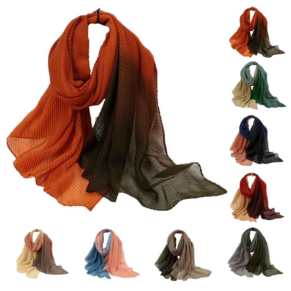 Cotton Linen Viscose Hijab Long Scarf Women Luxury Ombre Shawls Wrap Headscarf Muslim Women Pareo Beach Bandana Foulard Turbante