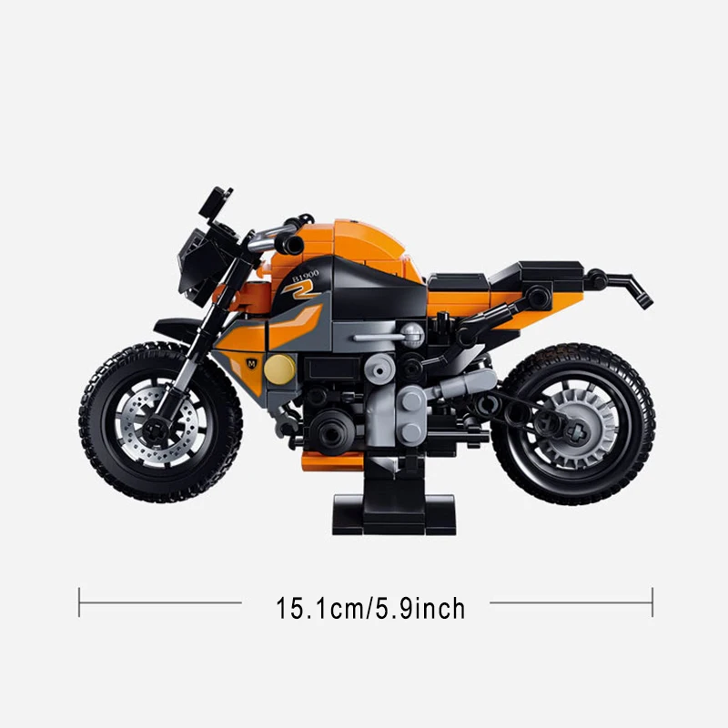 196pcs orange motorcycle building blocks, small particle building, building blocks DIY, puzzle building blocks, suitable for Chr