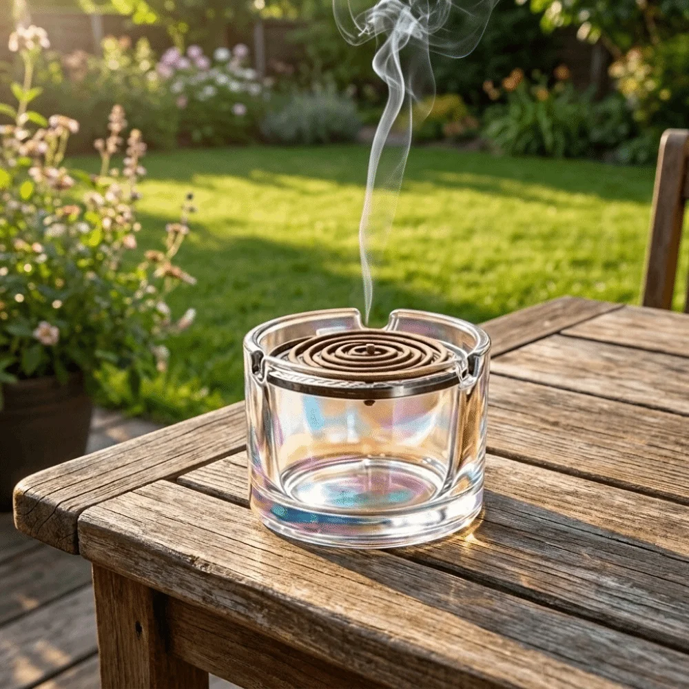 High-Temperature Resistant Glass Incense Burner Metal Filter Screen Anti Dust Mosquito Coils Tray Minimalist Aromatherapy Burner