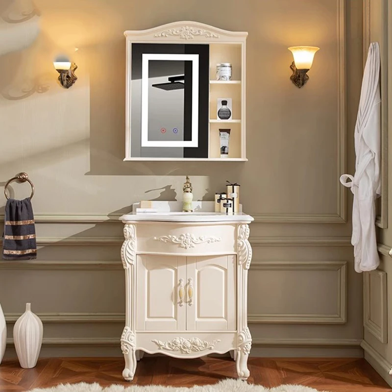 Led Lighting Bathroom Cabinet Space Saver Nordic Drawers Storage Bathroom Vanity Makeup Toilet Meuble Salle De Bain Furniture