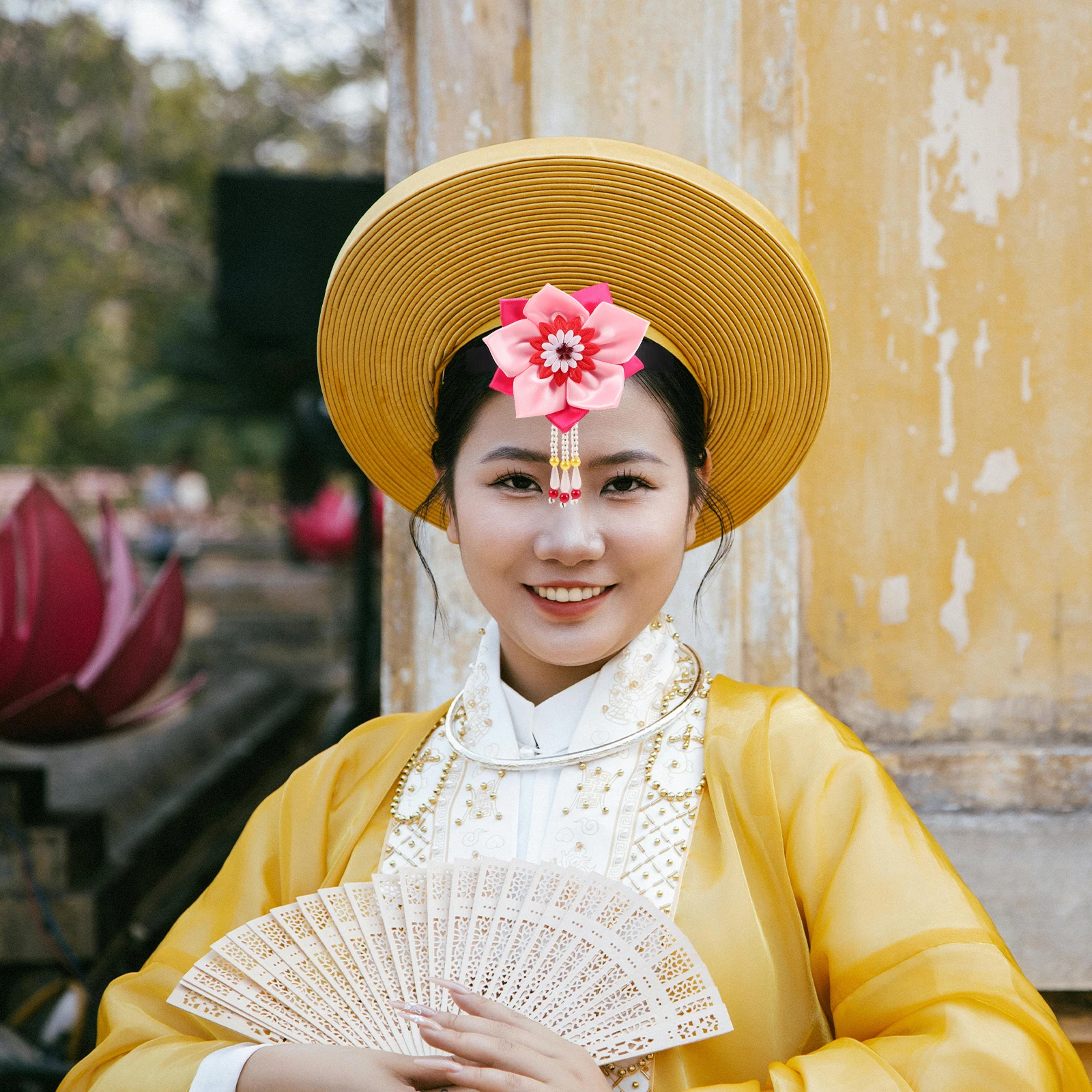 

Korean Hair Accessories Floral Headband for Hanbok Flower Hairband Headbands Flowers Cloth Girl Hoop Tassels Hairpin Bride