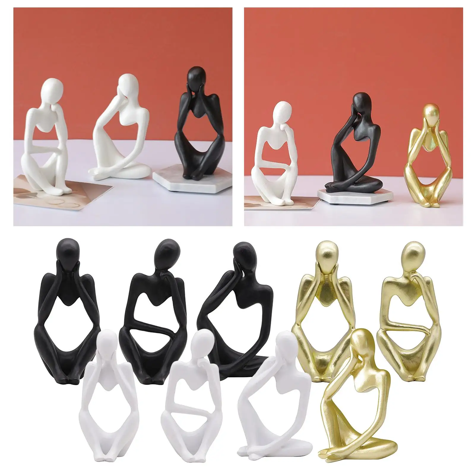 Thinker Sculpture Characters Crafts Figurine Home Office Shelf Statues