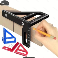 3D Multi Angle Aluminum Red Measuring Ruler 45/90 Degree Woodworking Square Protractor Drawing Line Miter Triangle Layout Tool