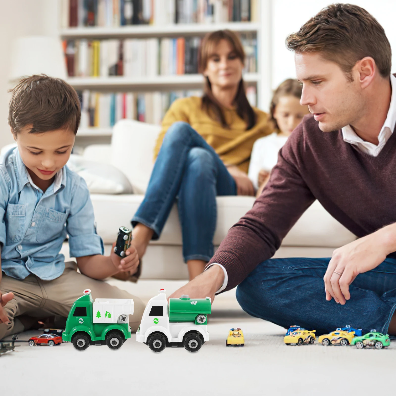 

4 Pcs Sanitation Car Toys Trash Truck Garbage Sorter Kids Model Car Environmental Protection Toy Fine Motor Skills