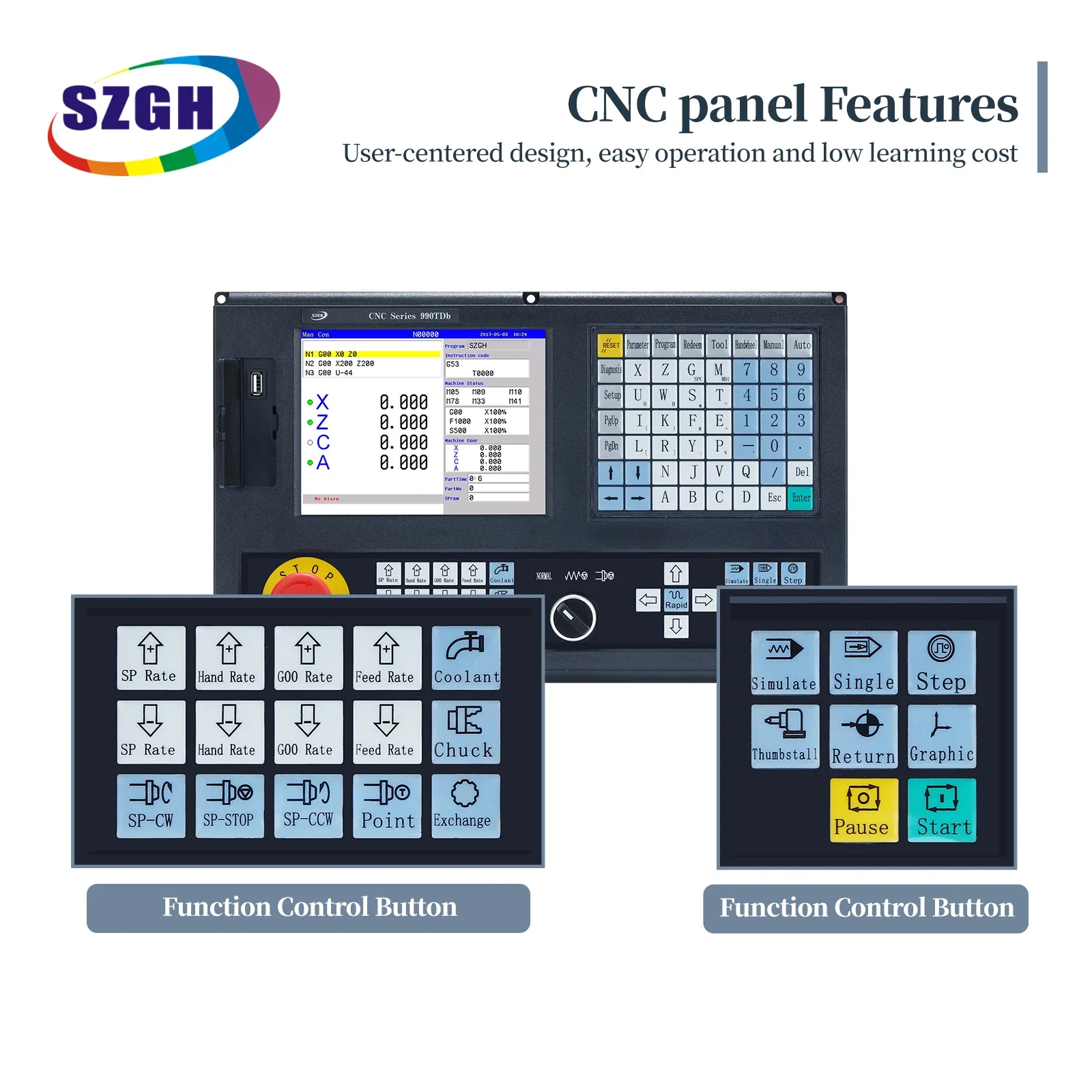 Nuovo SZGH Simile al kit servomotore di controllo cnc completo con controller per tornio cnc gsk