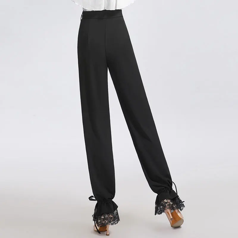 Pantalon de danse latine pour femme, performance standard nationale, costume de danse de salon moderne, noir, Valse FJLadies, nouveau, 2024