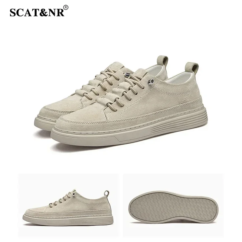 2024 European new shoes for men genuine leather casual shoes flat skateboard shoes street fashion sneaker 38-46 wedding