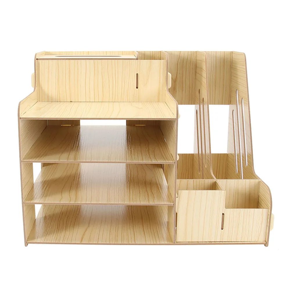 

Drawer Style Wooden Document Organizer Sturdy Desktop File Rack with Multiple Compartments Office Storage Solution for Papers