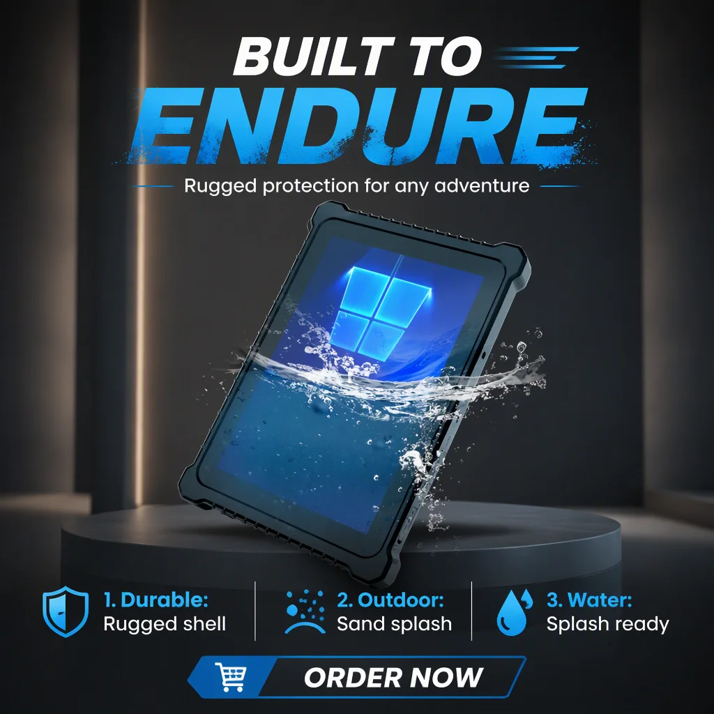 IP67 Waterproof 8 Inch Rugged Tablet PC RFID Wi-Fi 4G Windows 10 Pro 1280*800 4GB Intel Celeron Capacitive Touchscreen