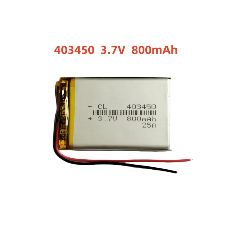 

3.7V 800mAh Li-Polymer Replacement Li Lipo Battery 403450 JST 2Pin 1.0/1.25/1.5/2.0/2.54mm Connector For GPS Camera LED
