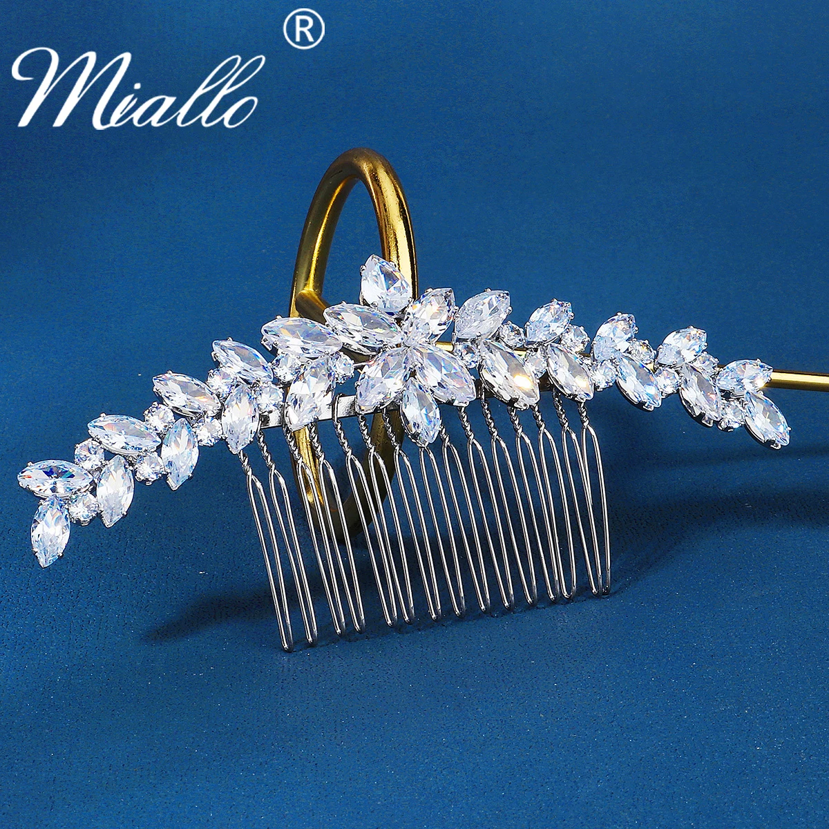 Fashion Cubic Zirconia Flower Hair Combs Clips for Women Bridal Wedding Hair Accessories Party Jewelry Bride Headpiece Gift