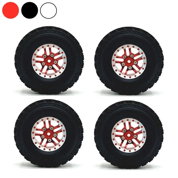 4Pcs Metal Beadlock Wheel Hub Wheel Rim and 71mm Rubber Tire For WPL C14 C24 B14 B24 B36 MN D90 MN99S RC Car Upgrade Parts