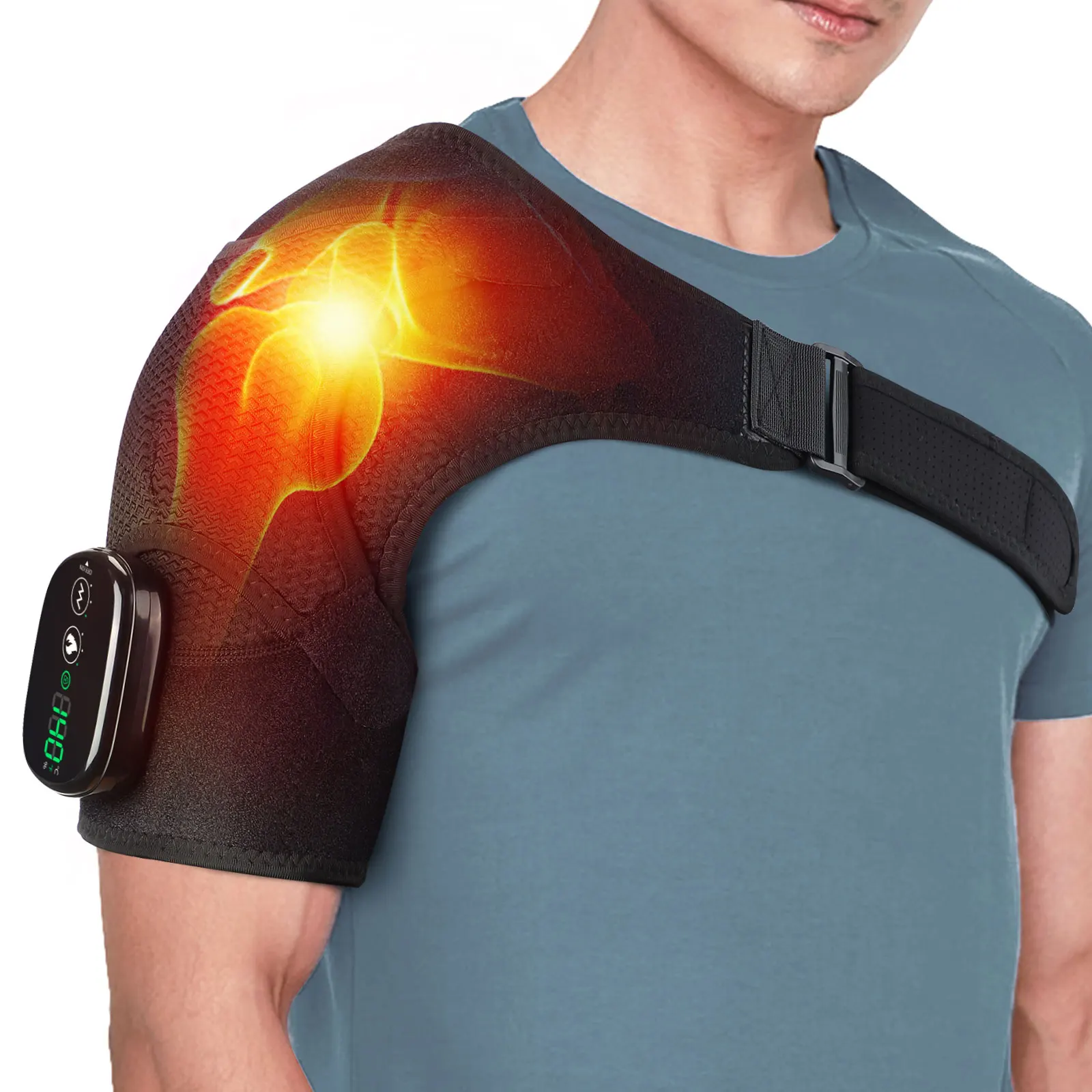 

Portable Electric Shoulder Massage Belt 3 Speed Heated Vibration Back Shoulder Brace Relax Shoulder & Neck Fatigue Massage Pad
