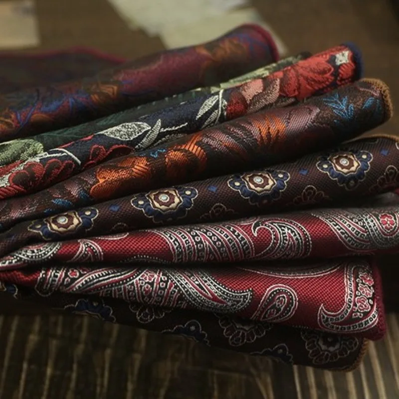 Men's Pocket Square 23x23cm Classic Paisley Floral Pattern Handkerchief for Suits Wedding Business Formal Accessories Hanky