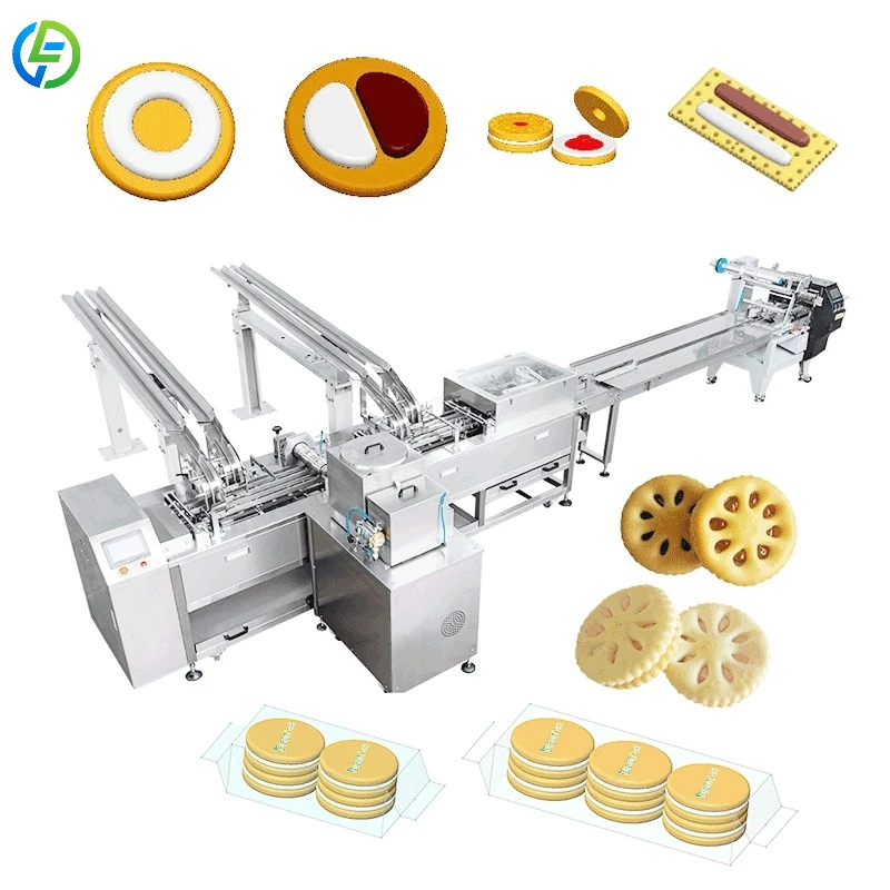 Máquina automática para hacer galletas de grado industrial con relleno de mermelada o crema para línea de producción de galletas