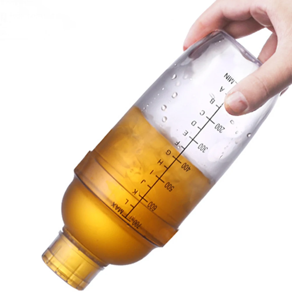 Juego de coctelera de 4 Uds., Material de PC transparente de mano con escala, mezclador de bebidas de barra antideslizante esmerilado a prueba de fugas, uso doméstico