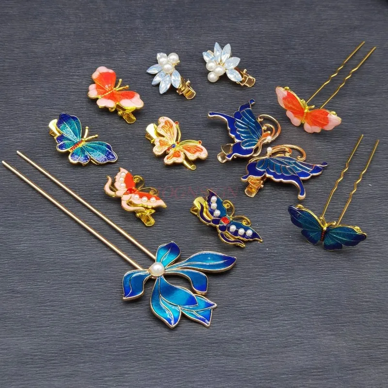 Schmetterling Clip Haarnadel Kopfbedeckung Exquisite Vintage Rand Clip Haarschmuck Vintage geschnitzte Blumen