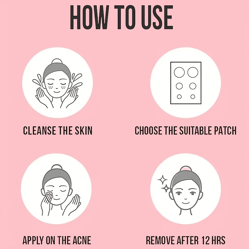 200 Buah Tambalan Jerawat Merah Muda + 40 Buah Stiker Jerawat Glitter Merah Muda, Penutup Titik Hidrokoloid, Tambalan Noda Tak Terlihat & Tahan Air