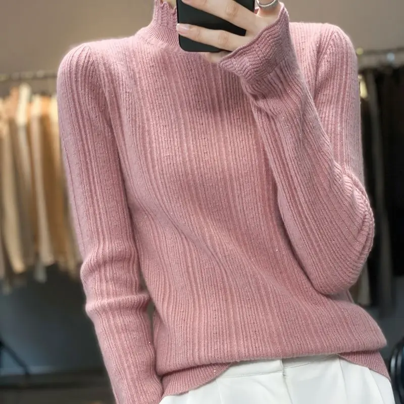 

Новый свитер с полуводолазкой для осенней и зимней одежды, женские свитера, топы для новой однотонной рубашки с внутренней базой