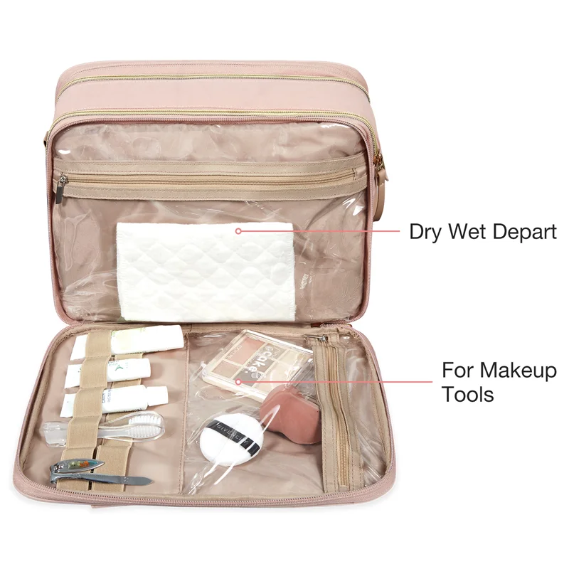 BAGSMART Large Toiletry Bag Water-resistant Makeup Organizer Cosmetic Bag Travel Bag for Accessories Shampoo Container Toiletrie