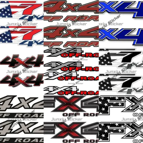 Set of 2 4x4 Duck Sticker Truck Hunting Decal FX4 Camo Skeleton Decals Z71 4x4 Realtree Camo Black Outline Grey Red 4X4 Off Road