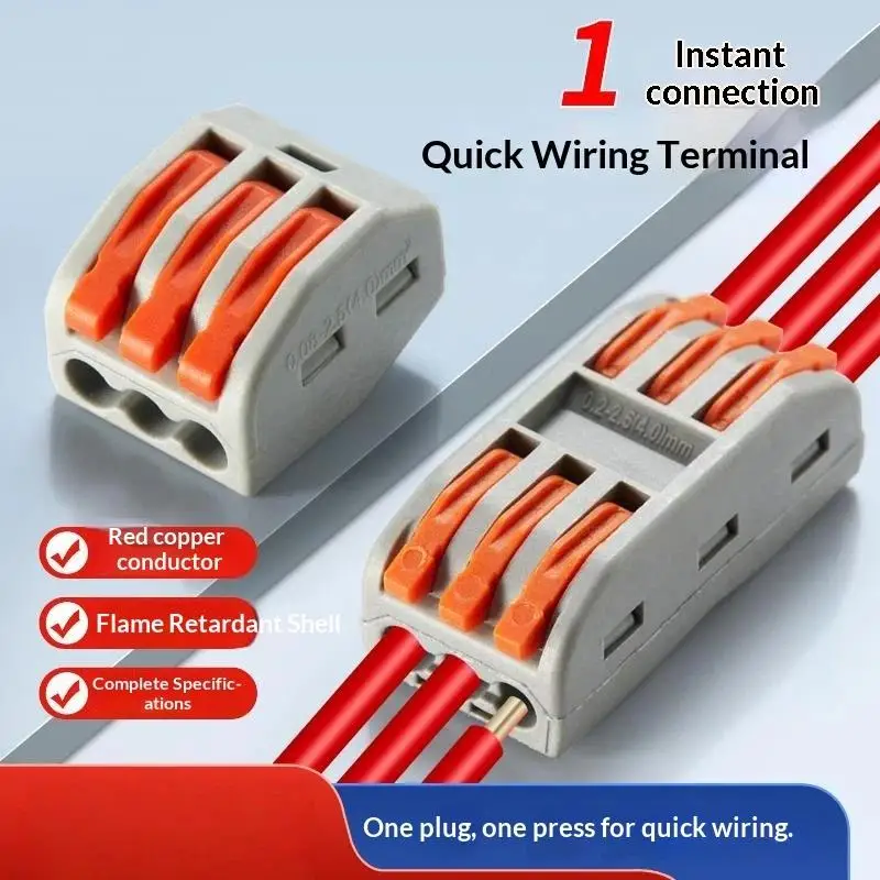 5Pcs PCT Quick Wire Connector Push Fit Terminal Block Reusable Cable Clamp Flame Resistant For Lamp Electrical Wiring Connectio