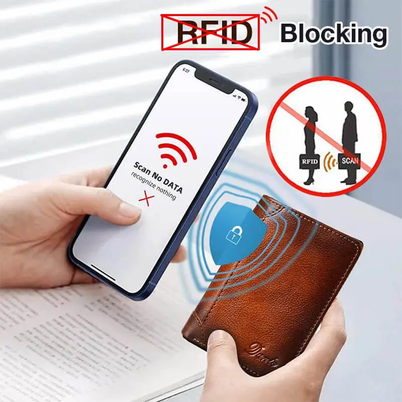 

Multi-functional RFID Blocking Waterproof Durable Genuine Leather Wallet