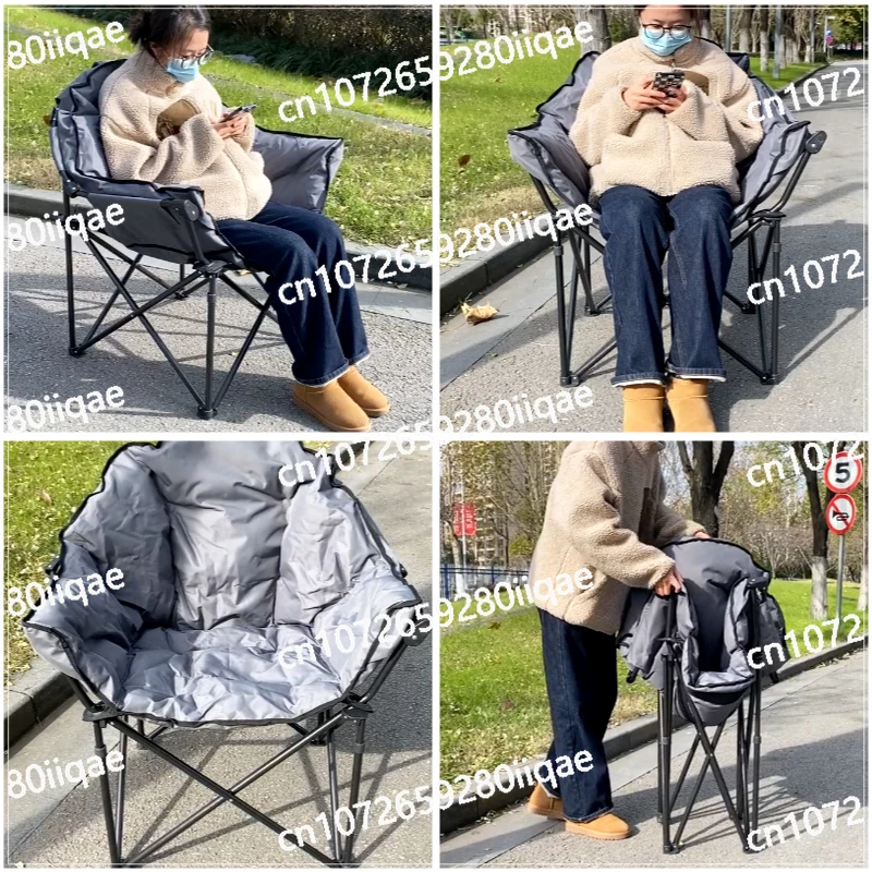 Outdoor heavy duty oversized lazy sofa thickened disc portable folding adult camping moon chair