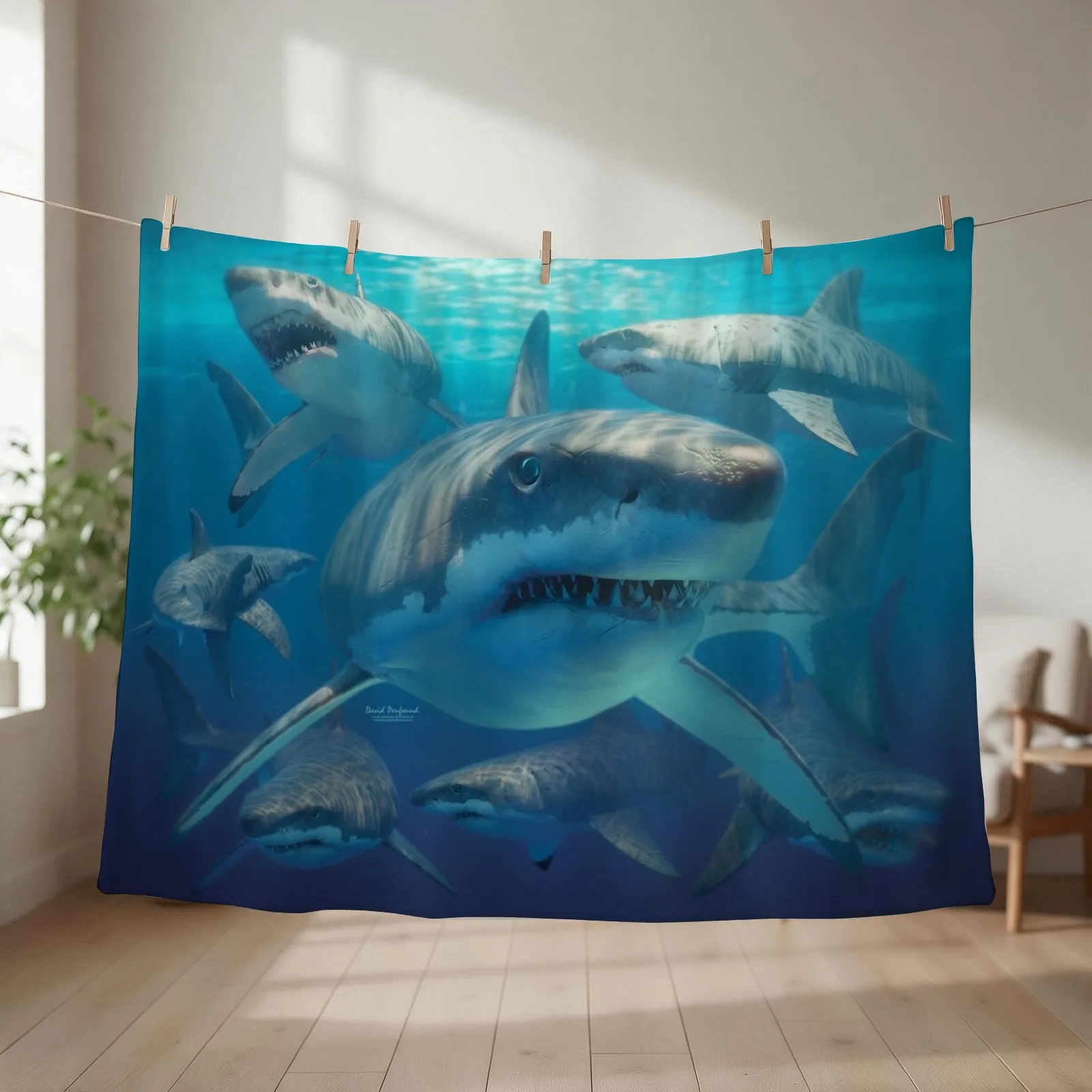 Great white sharks Throw Blanket