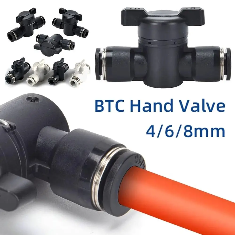 1Pcs Pipe Fitting Hand Valve Quick Joint Connector 4mm 6mm 8mm Pneumatic Valve Plastic Push In Turn Switch Manual Ball Valve