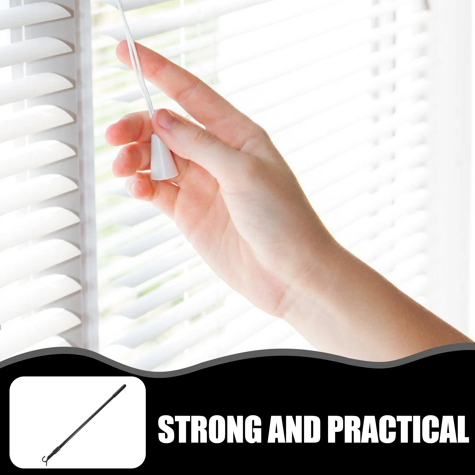 Curtain Telescopic Rod Telescoping Pole Closet Reacher with Hook Aluminum Alloy Window Blind Tilt Wand