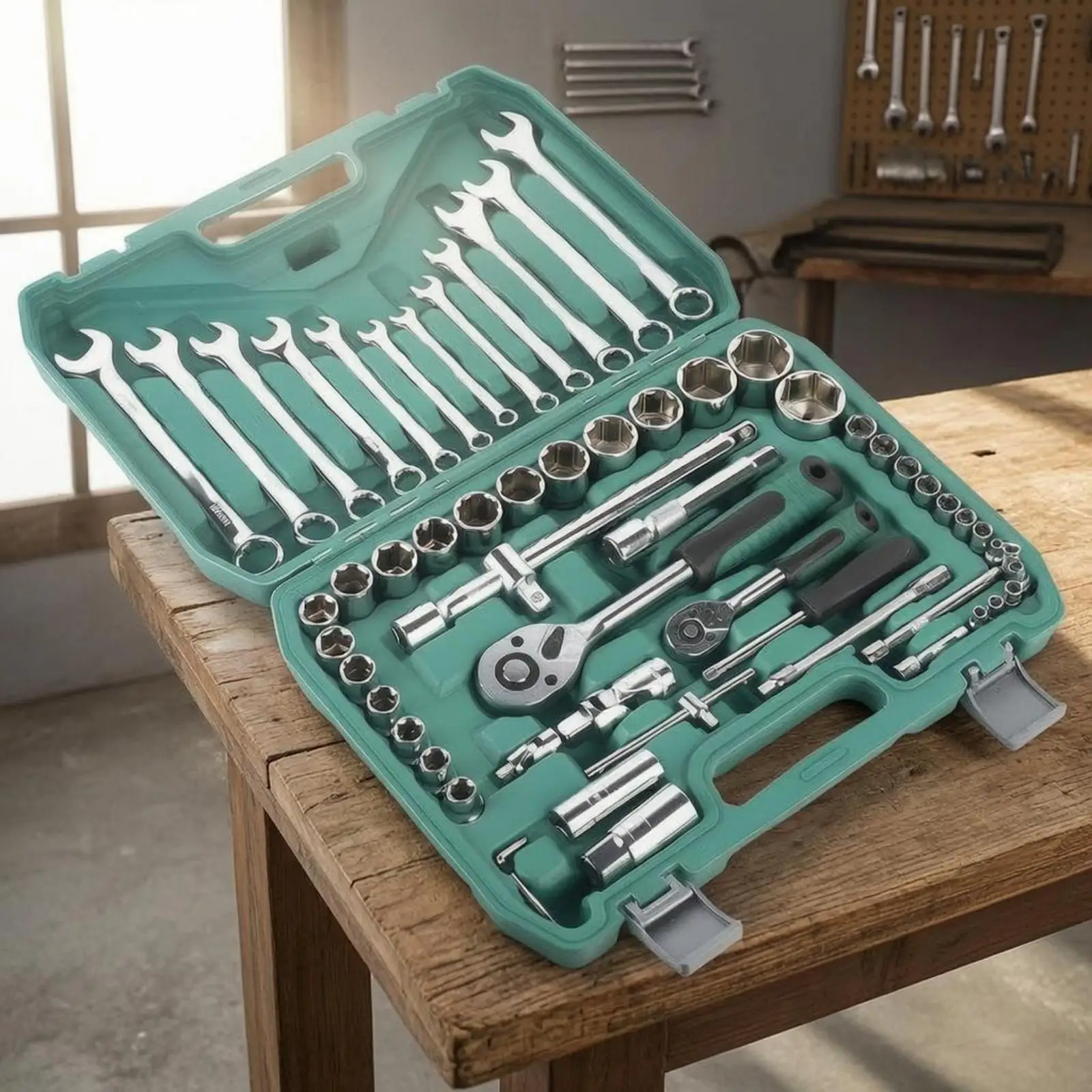 Car Repair Tool Set Gear Wrench Set Socket Wrenches Ratchet Wrench Kit Chrome Vanadium for Vehicle Service